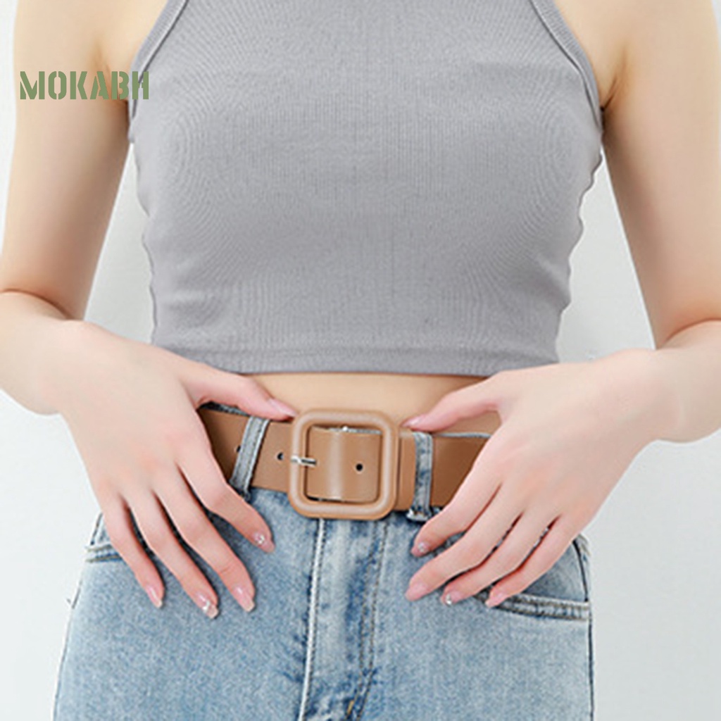 Thắt Lưng Bằng Da Giả Dày Dặn Màu Trơn Chống Vỡ Có Thể Điều Chỉnh Cho Nữ