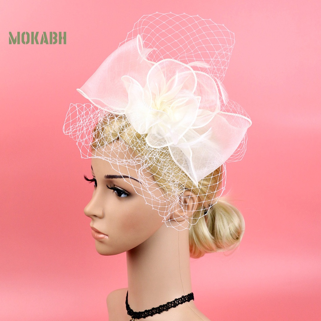 [Mok Abh] Mũ Lưới Thắt Nơ Phong Cách Hoàng Gia Cổ Điển Dùng Để Trang Trí Trình Diễn Đám Cưới