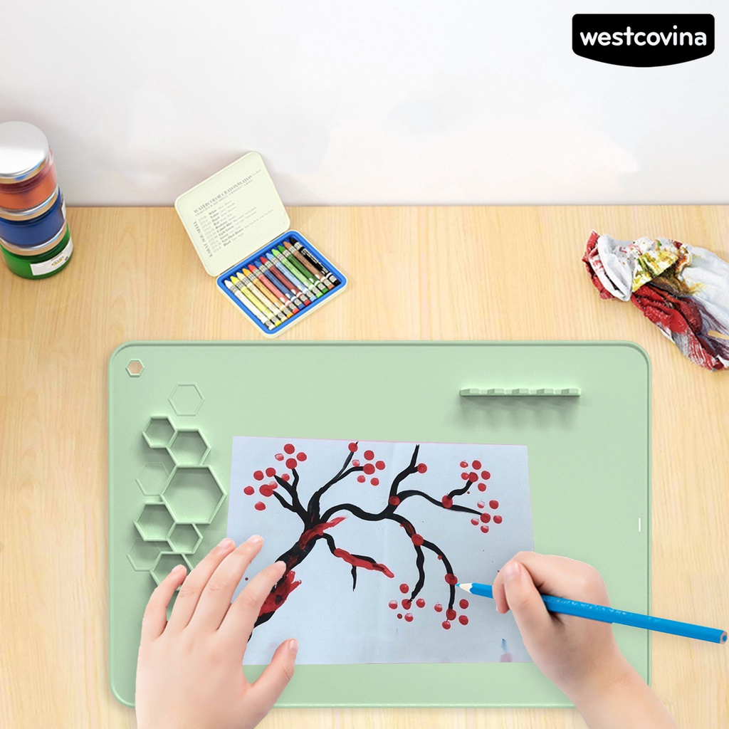 [WSTN]✎Khay Đựng Cọ Vẽ Có Lỗ Treo Chống Nước Không Dính