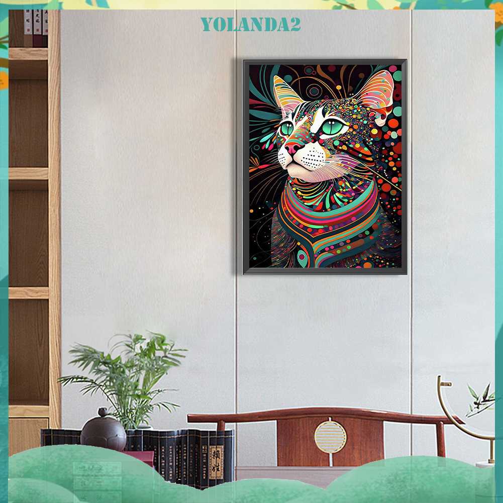Tranh Đính Đá Kim Cương Toàn Bộ 5D DIY Hình Vẽ Mèo Trang Trí Nhà Cửa