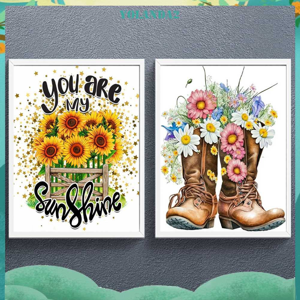 Tranh Đính Đá Kim Cương Toàn Bộ 5D DIY Hình Vẽ Hoa Trang Trí Nhà Cửa