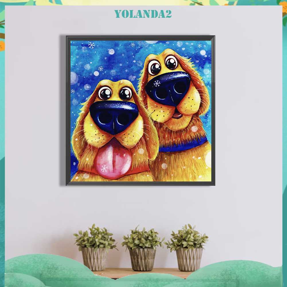 Tranh Đính Đá Kim Cương Toàn Bộ 5D DIY Hình Vẽ Chó Trang Trí Nhà Cửa