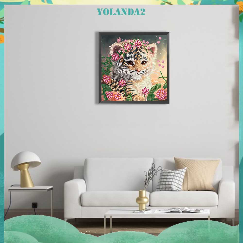 Tranh Đính Đá Hình Chú Hổ 5D Nghệ Thuật Tự Làm Thủ Công Treo Trang Trí Nội Thất