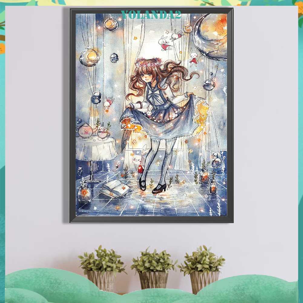 Tranh Đính Đá Kim Cương Toàn Bộ 5D DIY Hình Vẽ Cô Gái Trang Trí Nhà Cửa