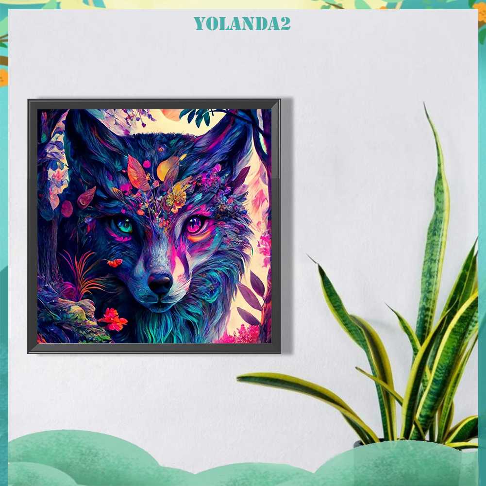 Tranh Đính Đá Kim Cương Toàn Bộ 5D DIY Hình Vẽ Sói Trang Trí Nhà Cửa