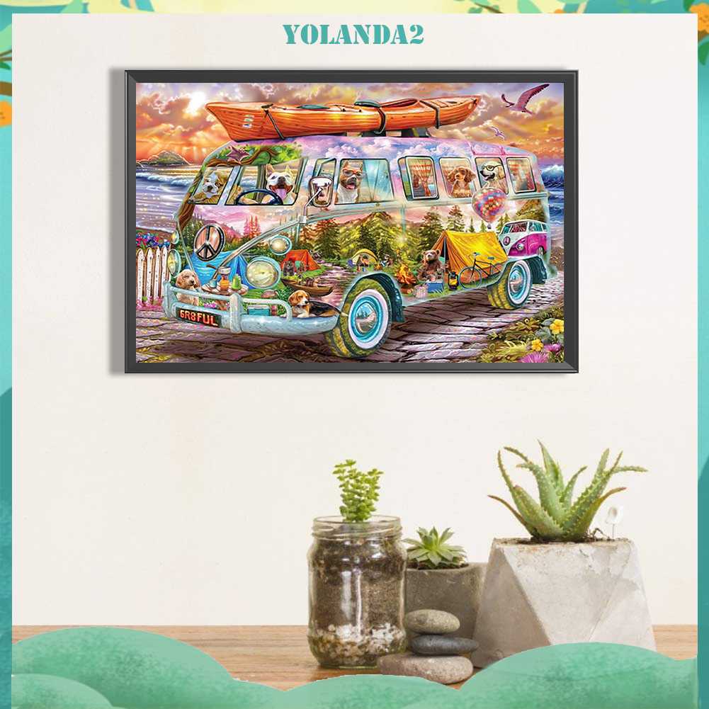 Tranh Đính Đá Kim Cương Toàn Bộ 5D DIY Hình Vẽ Xe Buýt