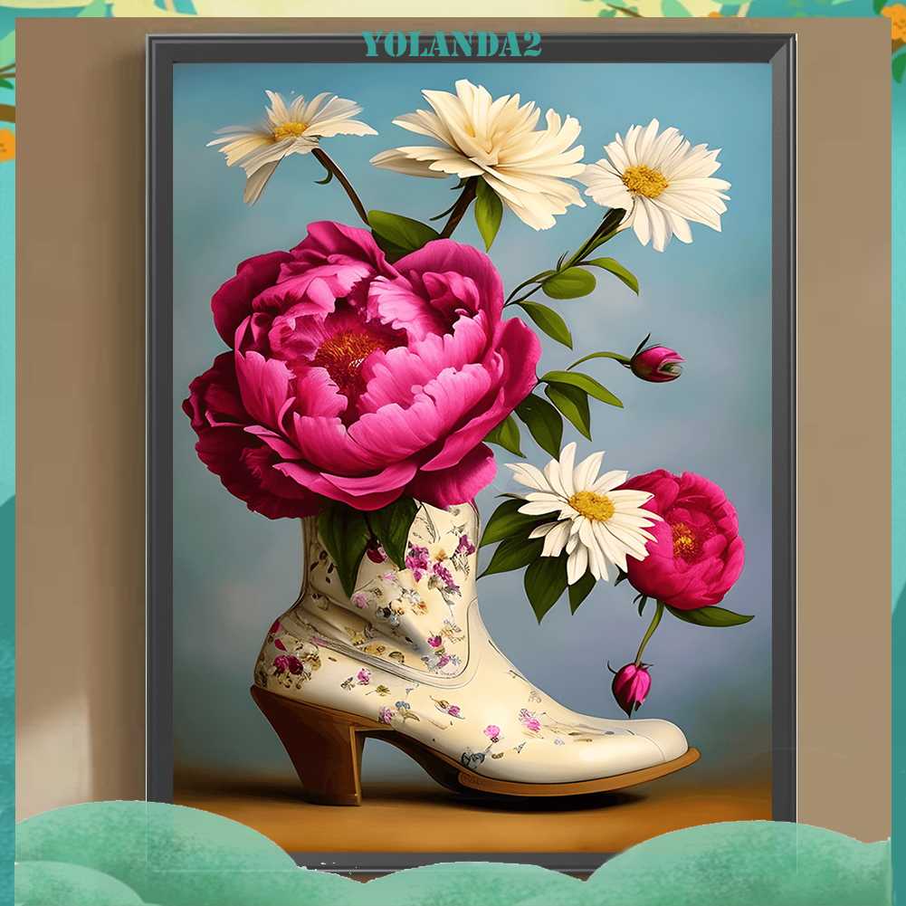 Tranh Đính Đá Kim Cương Toàn Bộ 5D DIY Hình Vẽ Hoa Trang Trí Nhà Cửa