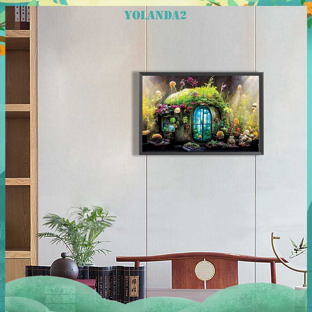 Tranh Đính Đá Kim Cương Toàn Bộ 5D DIY Hình Ngôi Nhà Nấm