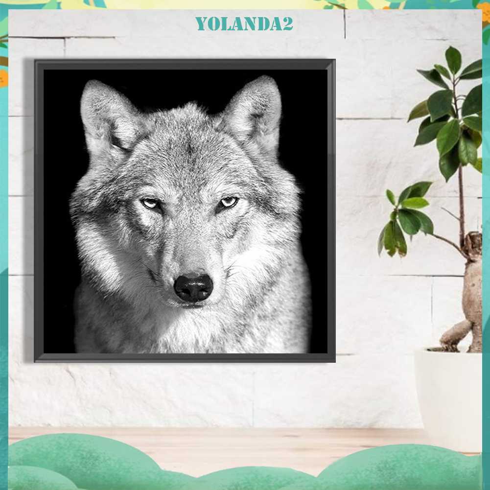 Tranh Đính Đá Kim Cương Toàn Bộ 5D DIY Hình Vẽ Sói Trang Trí Nhà Cửa