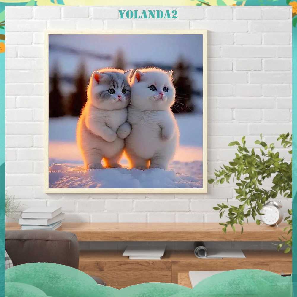 Tranh Đính Đá Kim Cương Toàn Bộ 5D DIY Hình Vẽ Mèo Trang Trí Nhà Cửa