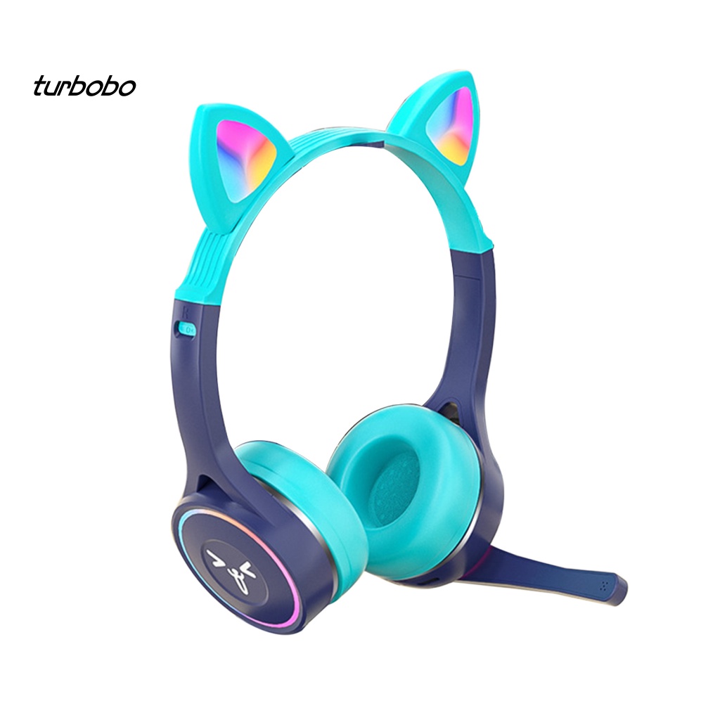 Tai Nghe Chụp Tai Bluetooth Không Dây Hỗ Trợ Thẻ TF RGB Flash Hình Tai Mèo Dễ Thương Cho Trẻ Em