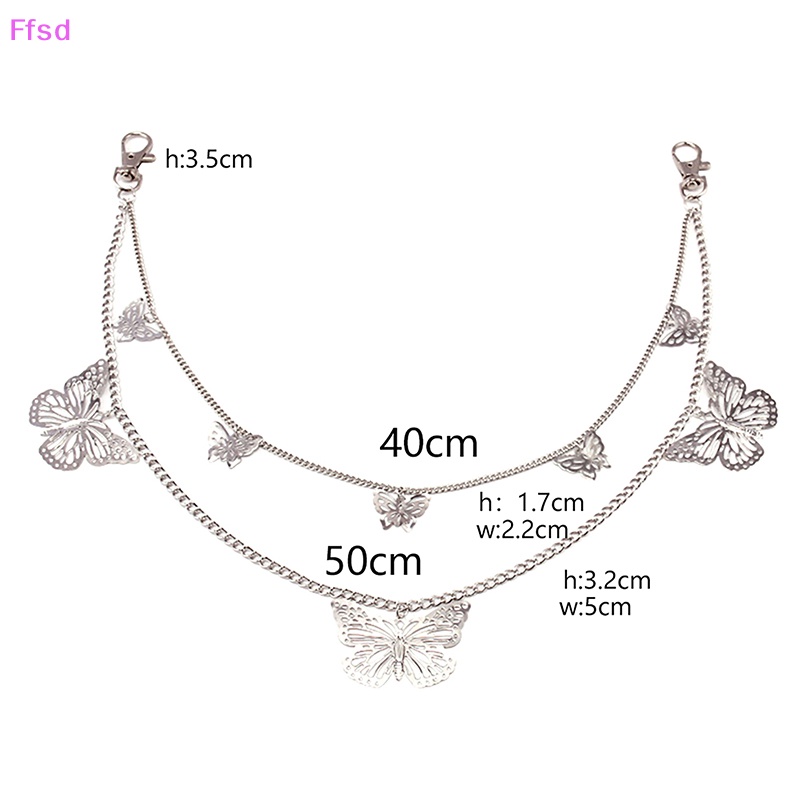 Móc Khóa Dây Xích Hai Lớp Hình Bướm Rỗng Phong Cách Hip Hop Thời Trang Cho Nam Và Nữ