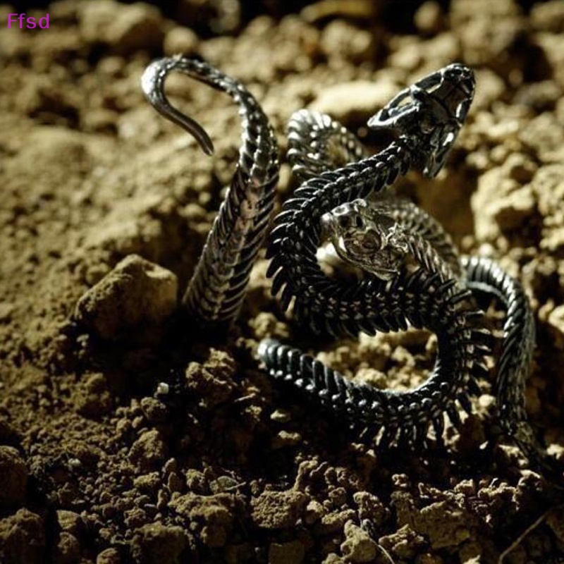 {Ffsd} Nhẫn Hình Rắn Hổ Phách Trắng Đen Có Thể Điều Chỉnh Kích Thước Phong Cách Punk Hip Hop Cho Nam Và Nữ