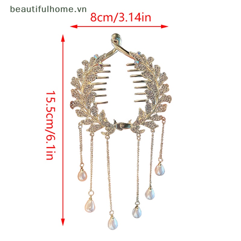 Kẹp Tóc Càng Cua Đính Đá &amp; Ngọc Trai Thời Trang Cho Nữ