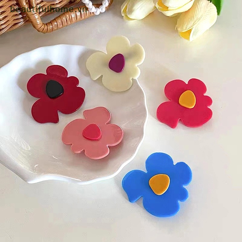 Kẹp Tóc Mái Bên Họa Tiết Hoa Ngọt Ngào Cho Nữ [Beautyhome]