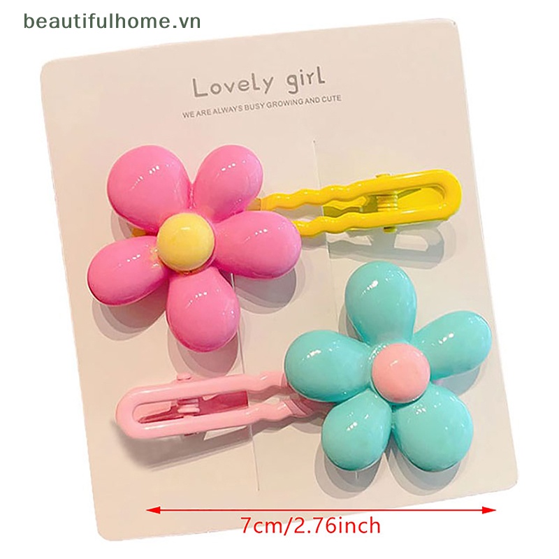 Bộ 2 Kẹp Tóc Hình Bông Hoa Nhiều Màu Sắc Phong Cách Cổ Điển Dễ Thương Cho Nữ