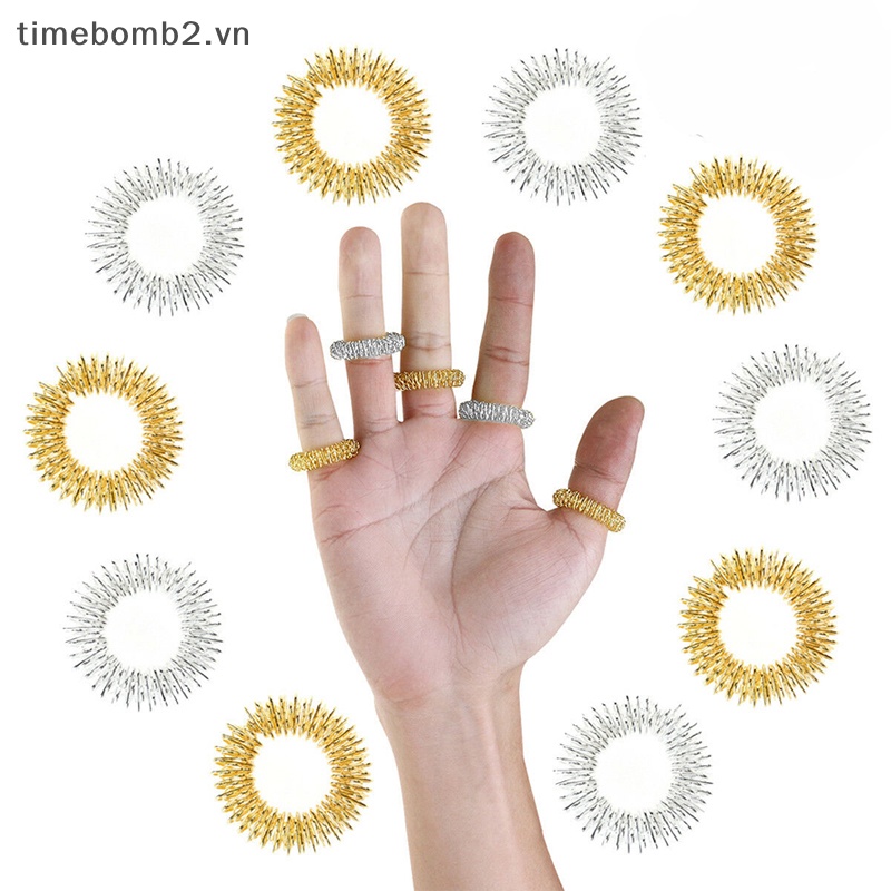 Set 10 Nhẫn Thép Không Gỉ Mát Xa Ngón Tay Giúp Thư Giãn