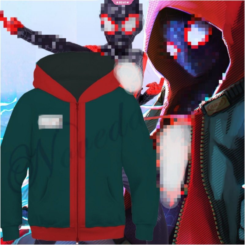 Set Áo Hoodie + Quần Dài + Mặt Nạ Hóa Trang Spiderman Miles Morales: Across the Spider-Verse