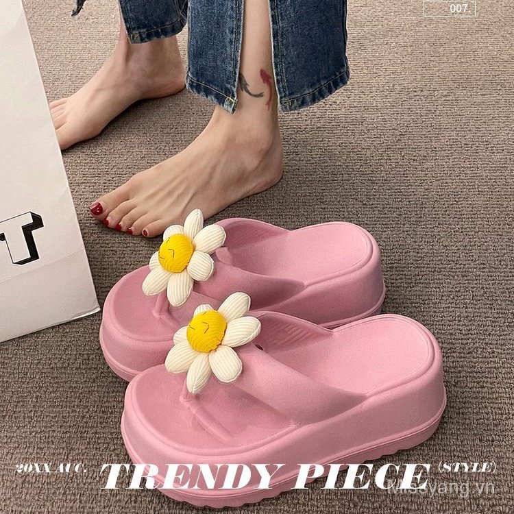 Dép Sandal 7cm Đính Hoa Dễ Thương Thoải Mái Thời Trang Mùa Hè Cho Nữ