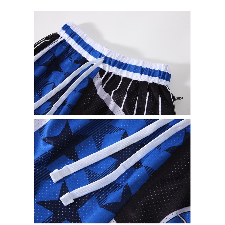 Quần Short Thể Thao Bóng Rổ Phối Lưới Cỡ Lớn Kiểu Retro Mỹ Cá Tính