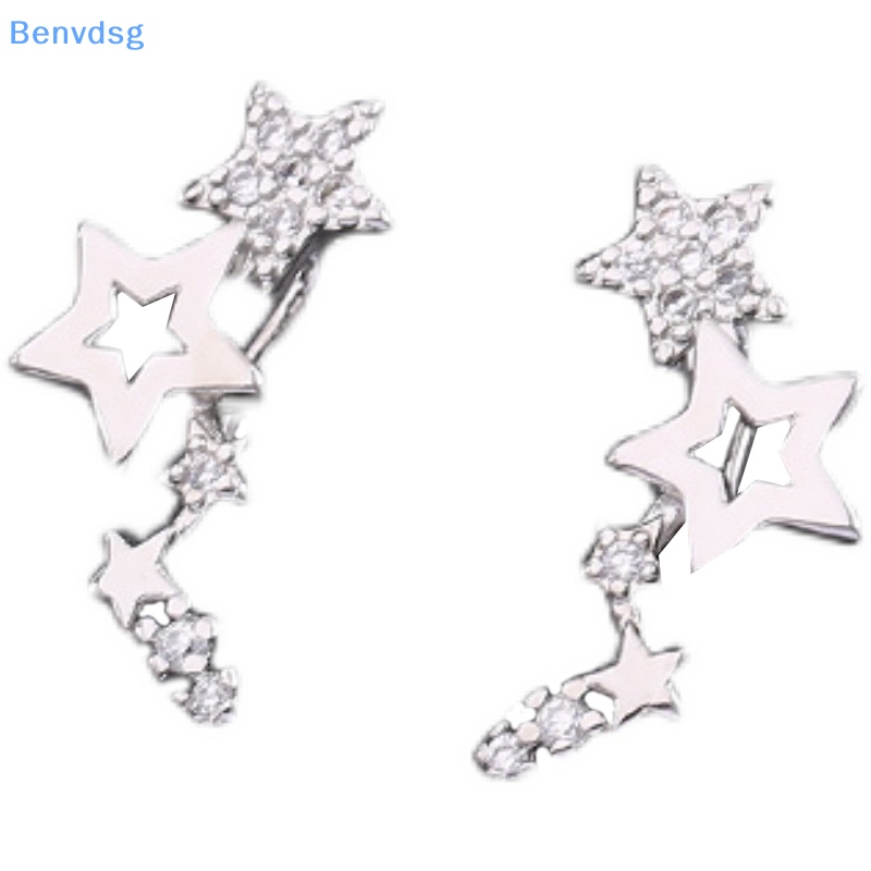 1 Đôi Bông Tai Dáng Dài Đính Đá Zircon Trắng Hình Ngôi Sao Thời Trang Cho Nữ