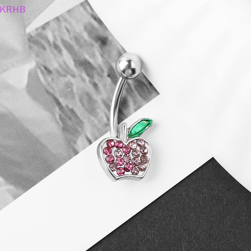 Khuyên Rốn Bằng Thép Không Gỉ Hình Trái Cherry Đính Đá Quyến Rũ Dành Cho Nữ Mới