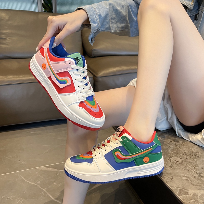 Yuanyang Giày Thể Thao Da Mềm Đế Cao Su Thời Trang Cho Nữ