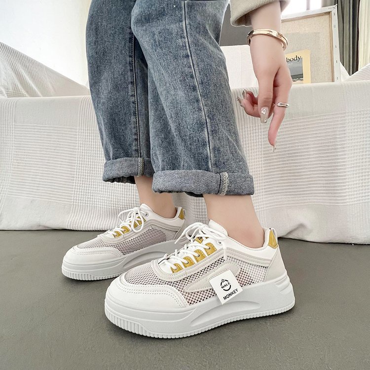 Giày Thể Thao Da Mềm Đế Dày Phối Lưới Thoáng Khí Trọng Lượng Nhẹ Thời Trang Cho Nữ