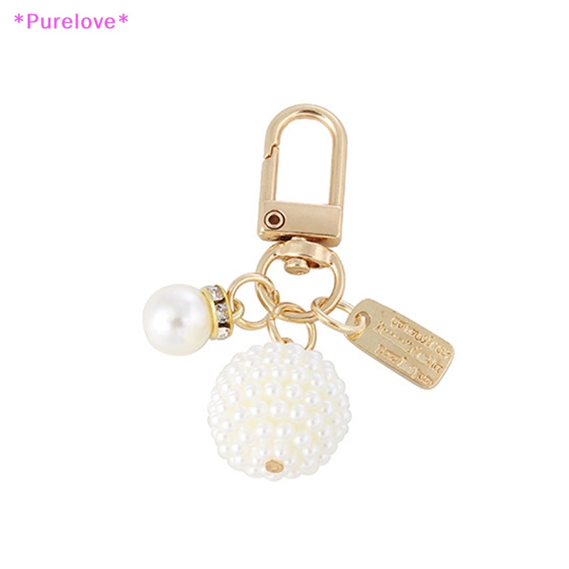 Móc Khóa Quả Cầu Lông Đính Ngọc Trai Nhân Tạo Đơn Giản Dành Cho Nữ Mới