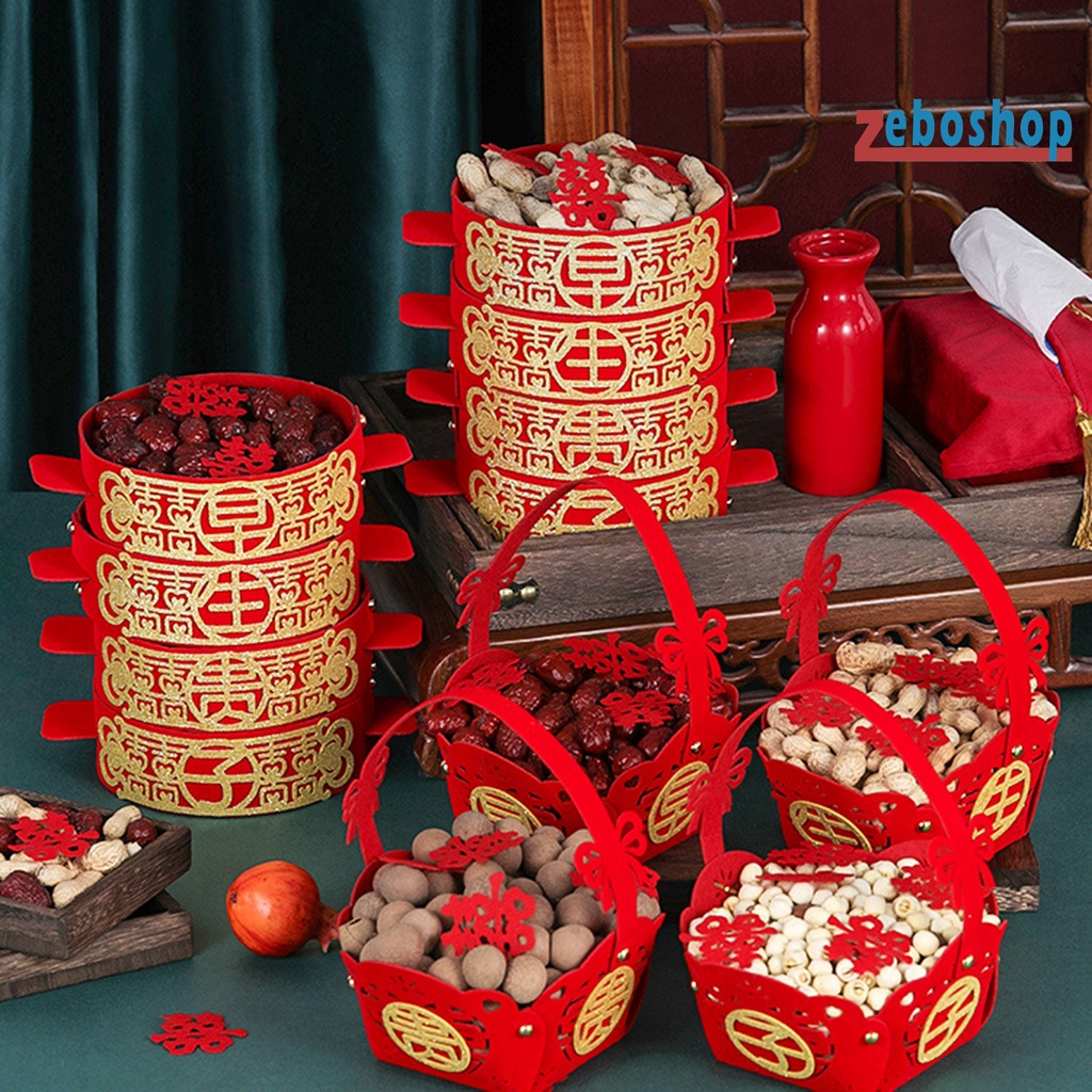 Giỏ Hấp Bánh Bao Bằng Vải Không Dệt Màu Đỏ Phong Cách Trung Hoa Chống Mài Mòn Tiện Dụng