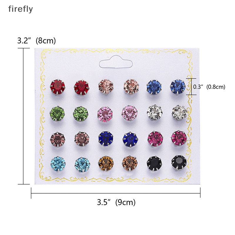 Set 12 Đôi Bông Tai Tròn Đính Đá Zircon Thời Trang Cho Nữ