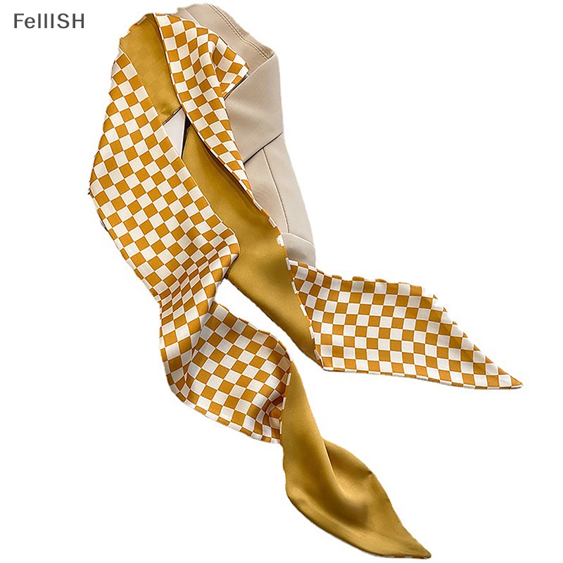 1 Chiếc Khăn Lụa Thắt Nơ Màu Vàng Trắng Cỡ Nhỏ Kèm Khăn Quàng Cổ Dài 439br