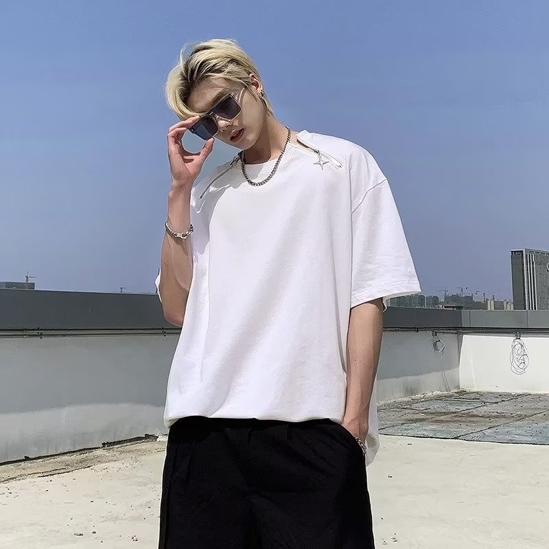 Áo Thun Cotton Nguyên Chất 230g Phong Cách Mỹ Thời Trang Mùa Hè Cho Nam Giới # 7