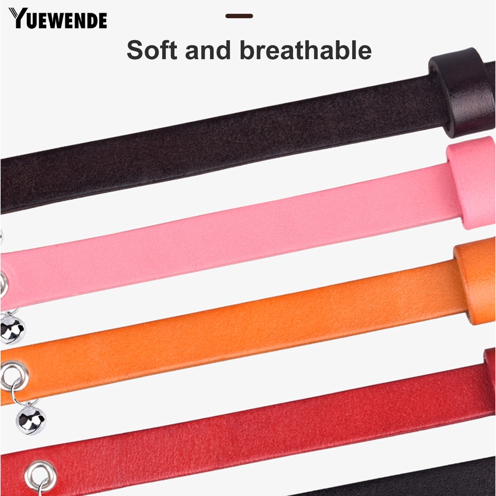 Vòng Cổ Bằng Da Bò Màu Trơn Chống Khóa Thoáng Khí Thời Trang Cho Thú Cưng