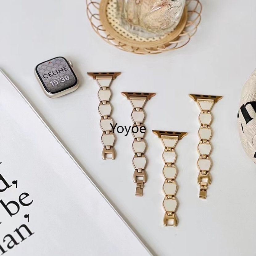 Dây Đeo Đồng Hồ Bằng Hợp Kim + Vỏ Sò Thời Trang 49mm 8 7 45mm 41mm 41mm 38mm Cho iwatch 6 5 4 3 SE 44mm 42mm 40mm