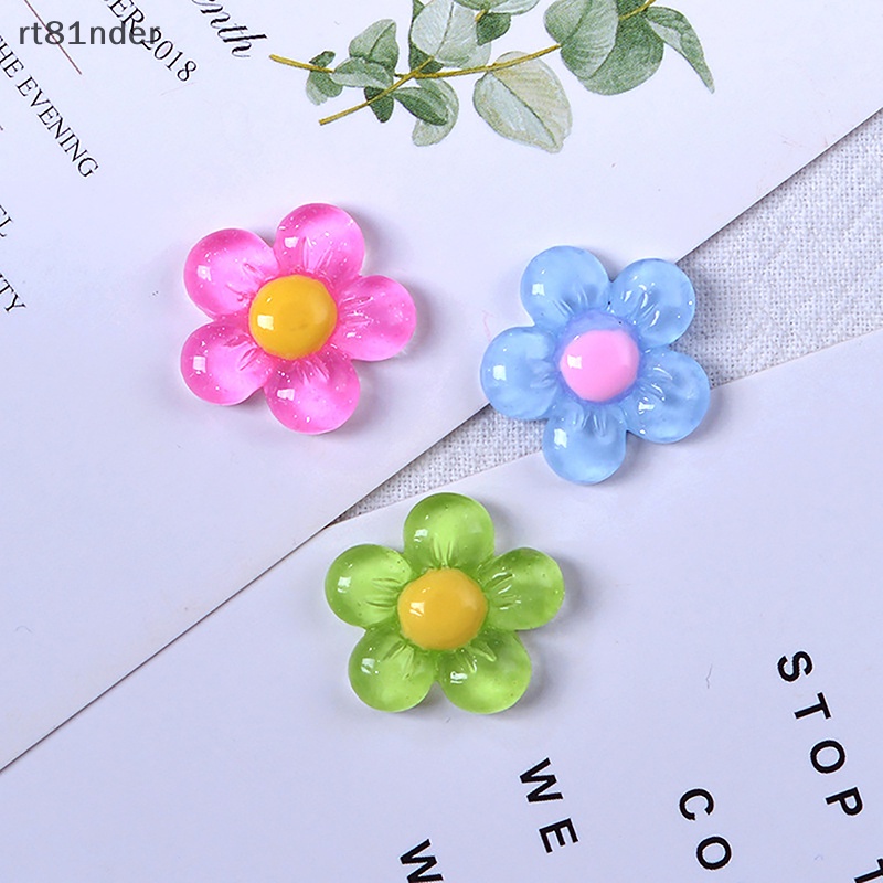 Rt Bộ 20 Bông Hoa Nhựa Resin Trang Trí Sổ Tay Thủ Công