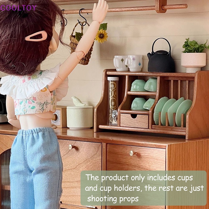 1 Bộ Tách Uống Trà Và Tách Cà Phê Mini Tỉ Lệ 1: 6 Trang Trí Nhà Búp Bê