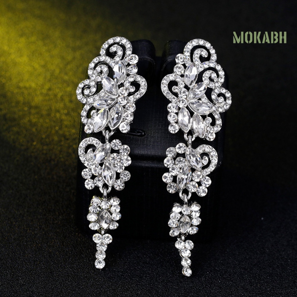 Bông Tai Dáng Dài Đính Đá Thời Trang Sang Trọng Cho Nữ