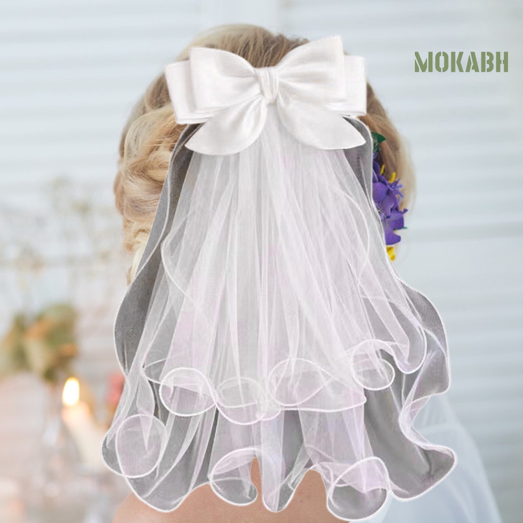 [Mokabh] Mạng Che Mặt Màu Trắng Dài Đẹp Thu Hút Thanh Lịch Thời Gian Uốn Tóc Cho Cô Dâu Cung Cấp