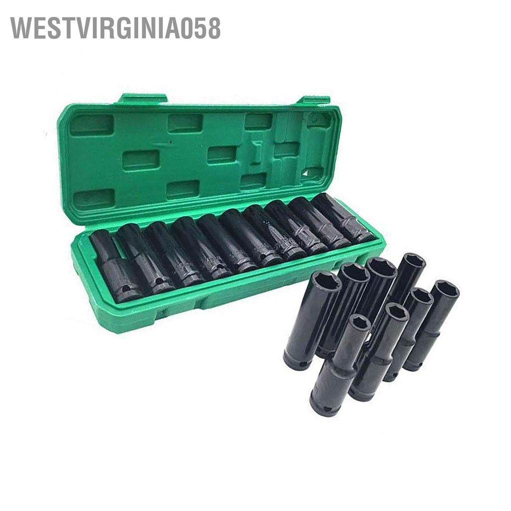 Westvirginia058 10 Chiếc 1/2 Bộ Ổ Cắm 10Mm Đến 24Mm Vít Lục Giác Giao Diện Cờ Lê Điện Máy Khoan Khí Nén Tác Động