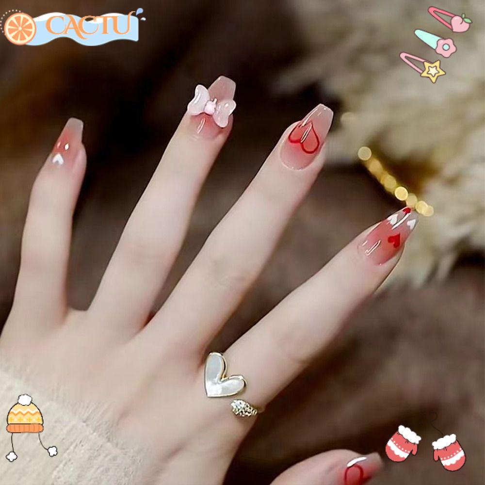 Bộ 24 Móng Tay Giả Dáng Dài Che Phủ Toàn Diện Có Thể Tháo Rời