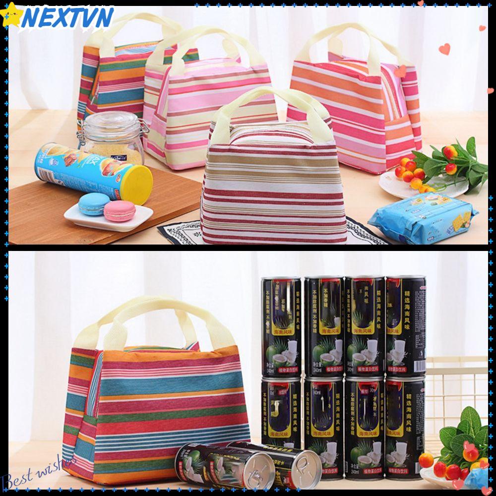 Túi Giữ Nhiệt Đựng Hộp Cơm Trưa Họa Tiết Kẻ Sọc