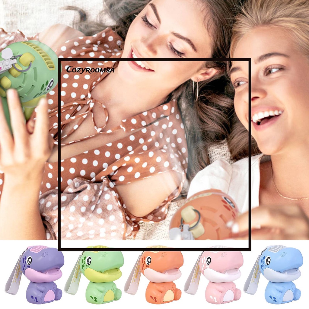 Quạt Mini Cầm Tay Không Cánh 2 Tốc Độ Điều Chỉnh Được Hình Khủng Long Kèm Dây