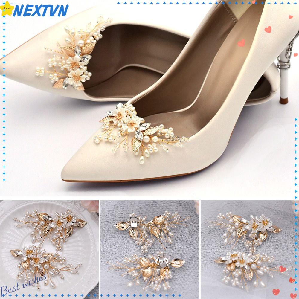 1 Cặp Phụ Kiện Trang Trí Giày Đám Cưới|Khóa Cài Ngọc Trai Cho Cô Dâu