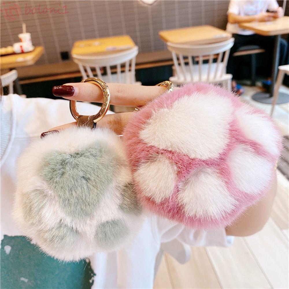 Móc Khóa Hình Chân Mèo Đính Lông Nhân Tạo Dễ Thương