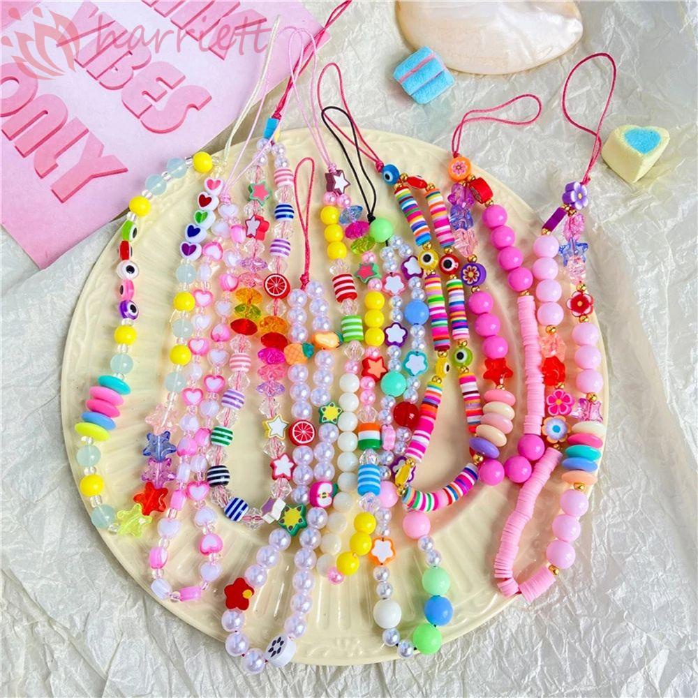 Dây Treo Điện Thoại Xâu Hạt Cười Thủ Công Nhiều Màu Chống Thất Lạc Cho Nữ