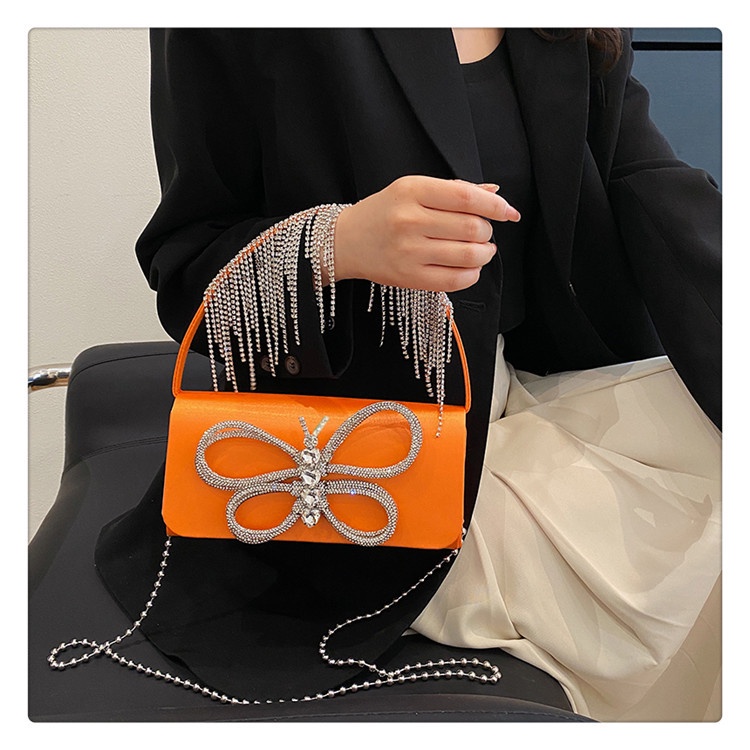 Túi Đeo Vai / Kẹp Nách Dáng Vuông Nhỏ Đính Nơ Phối Tua Rua Lấp Lánh Phong Cách Mới Thời Trang Mùa Hè 2023