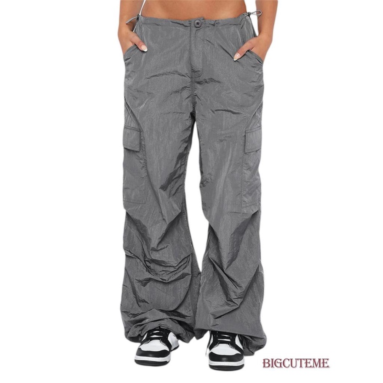 Quần Dài Dáng Rộng Màu Trơn Có Dây Rút Và Túi Cá Tính Cho Nữ