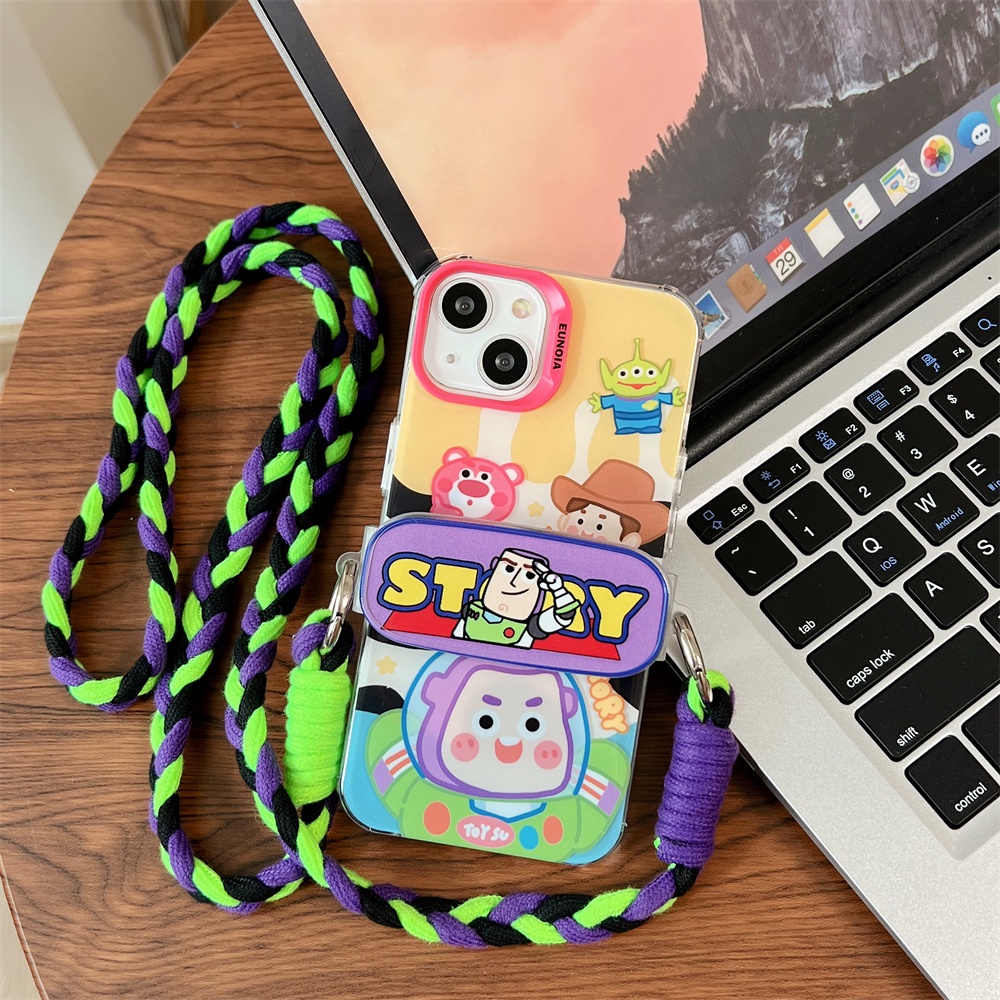 Ốp Điện Thoại TPU Mềm Trong Suốt In Hoạt Hình Toy Story Có Dây Đeo Chéo Cho iPhone 14 13 12 11 Pro Max