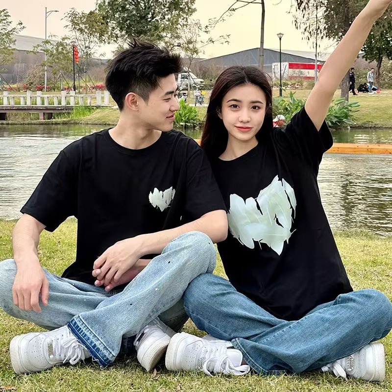 Áo Thun Đôi Bigsize Vải Cotton Áo Phông Đôi Thời Trang Hàn Quốc Simple Harajuku Áo Phông Nữ Form Rộng